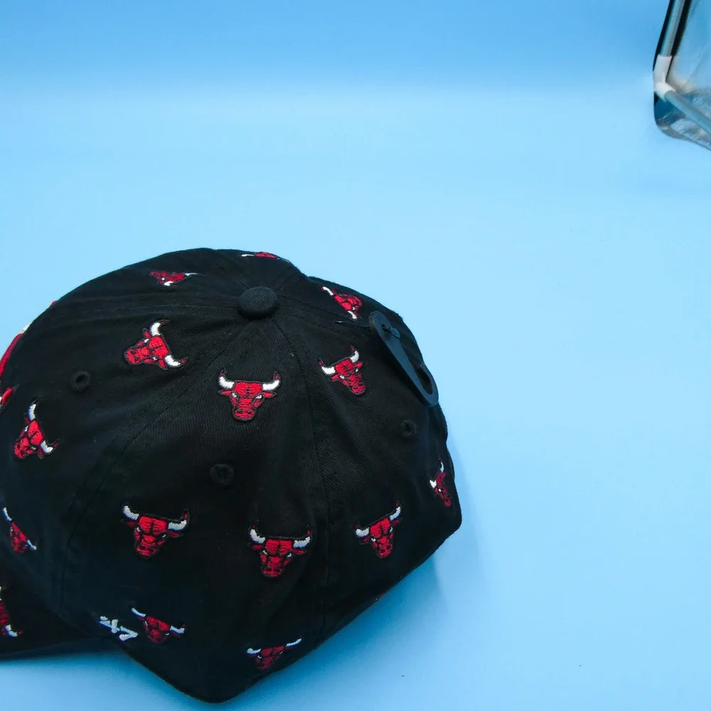 '47 Brand Hat Womens One Size Clean Up Chicago‎ Bulls Black All Over Logo Cotton